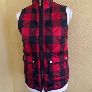J. Crew Red and navy Quilted Vest